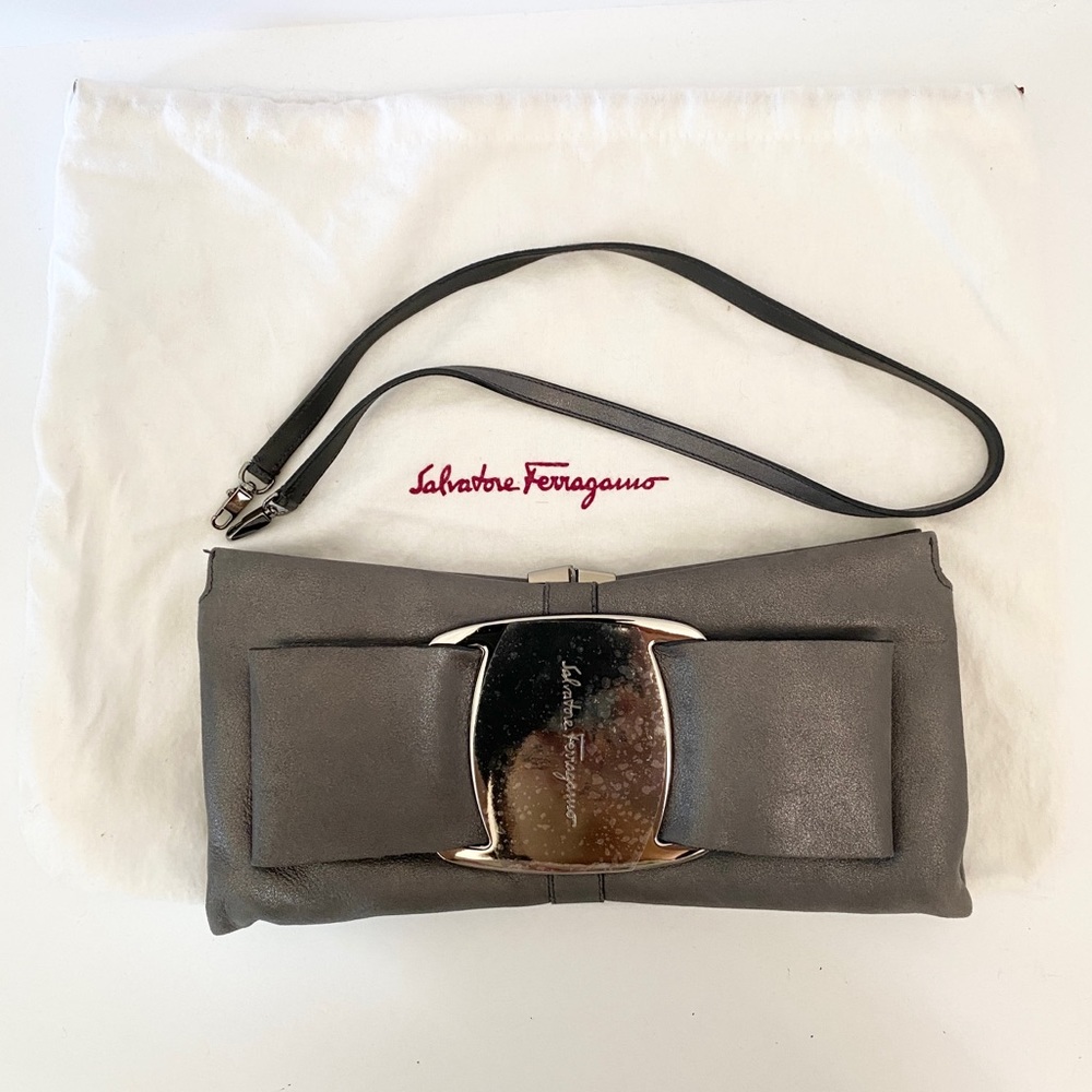 Salvatore Ferragamo Bow Leather Clutch